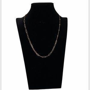 New 18karat gold paper clip half bead chain